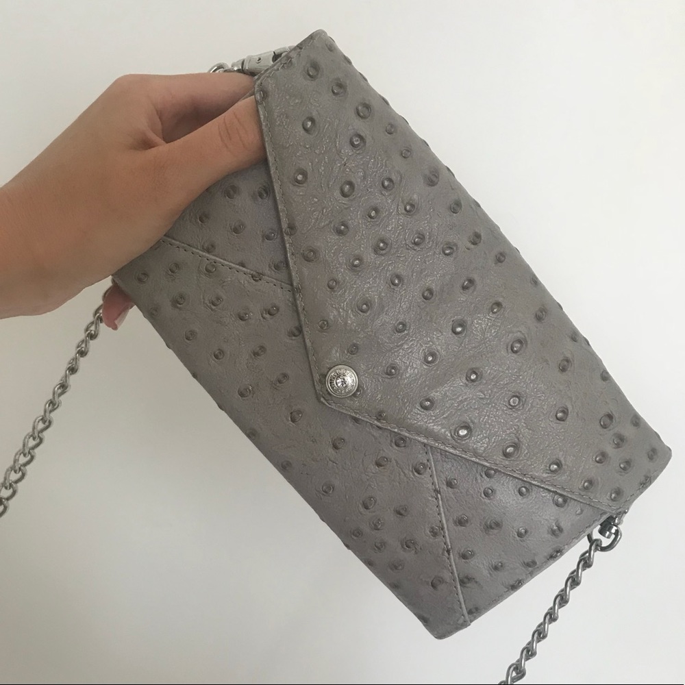 Rebecca Minkoff | Grey Ostrich Wallet on a Chain